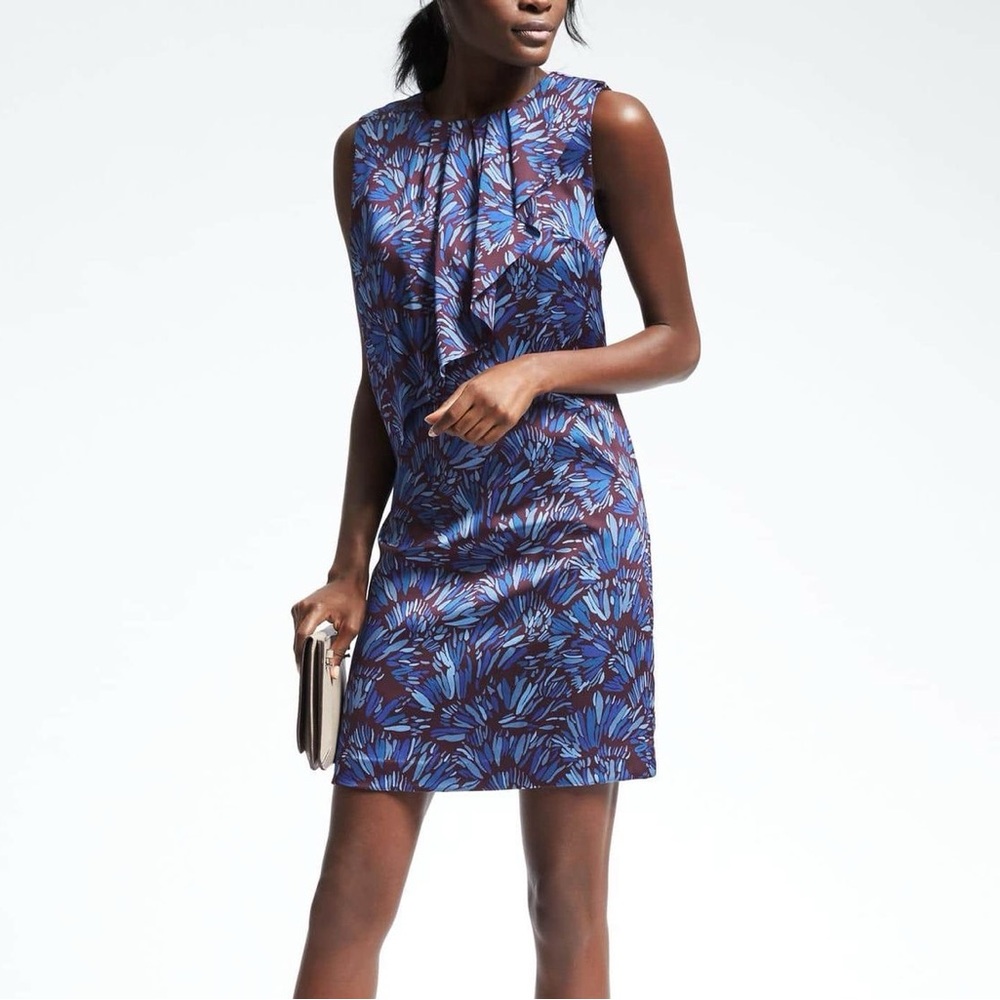 Banana Republic Ruffle Sleeveless Pattern Dress